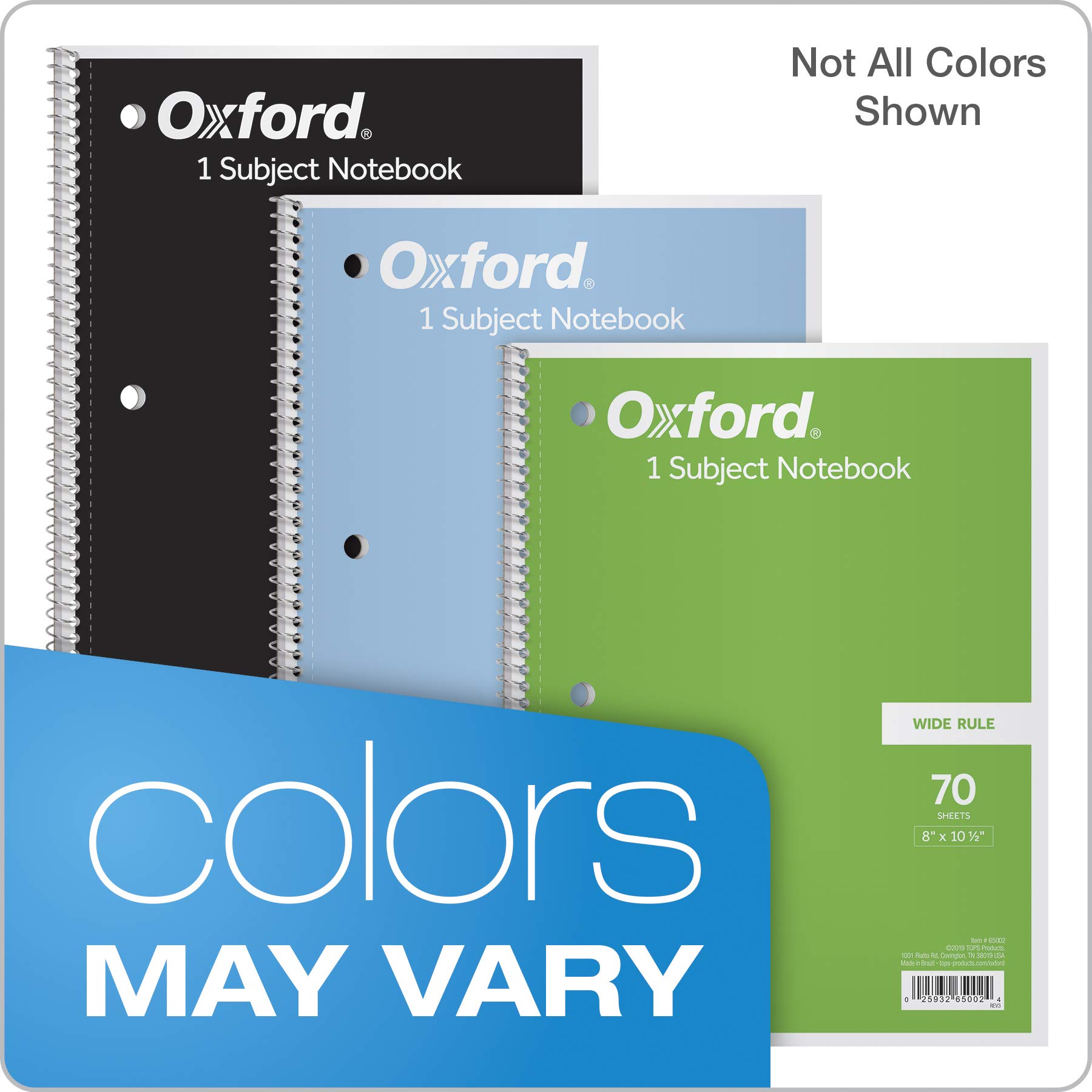Amazon.com : Oxford 1-Subject Notebook, 8 x 10-1/2, Wide